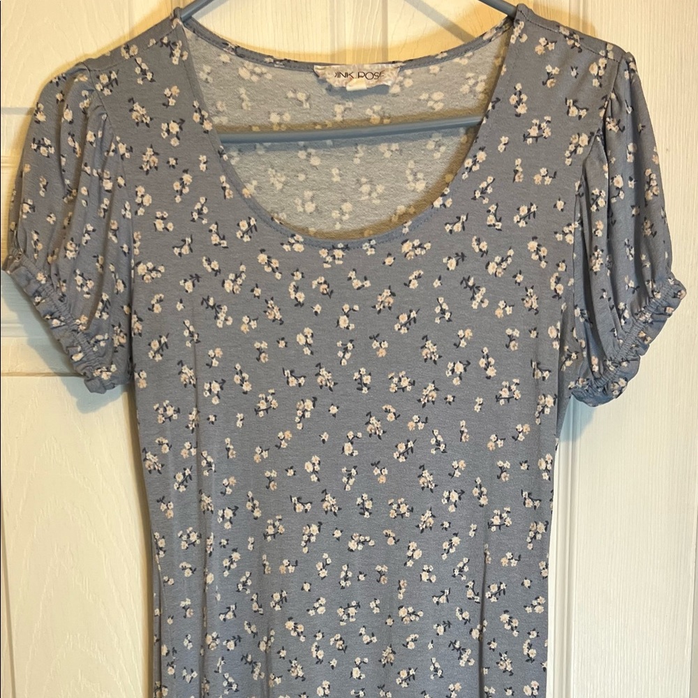 Dusty Blue Floral Dress